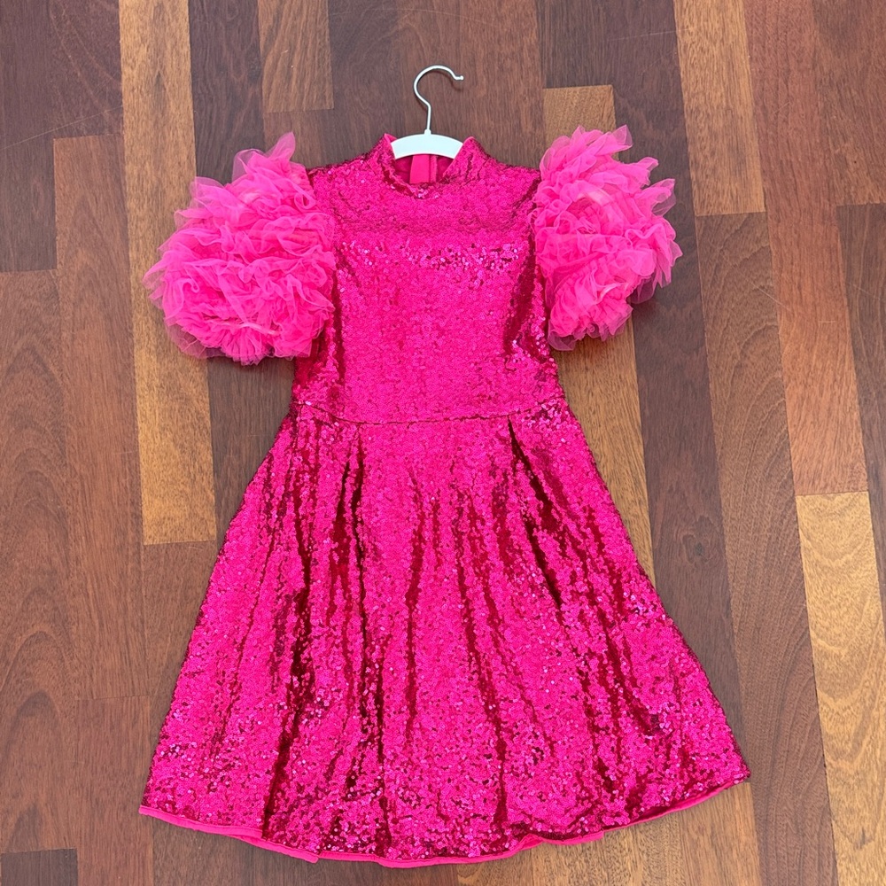 SHEIN Pink Sequin Kids Formal Dress